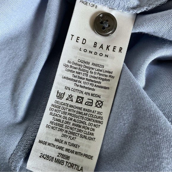 Ted Baker London Mens Polo Shirt Sz 3XL Tortila Sky Blue NWT Golf Preppy Lightwe - Picture 13 of 13